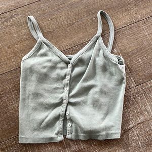 Blue/green button up crop top